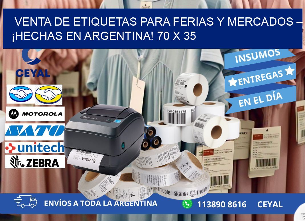 VENTA DE ETIQUETAS PARA FERIAS Y MERCADOS – ¡HECHAS EN ARGENTINA! 70 x 35