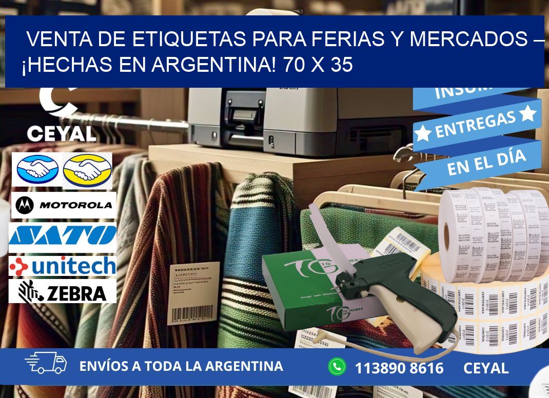 VENTA DE ETIQUETAS PARA FERIAS Y MERCADOS – ¡HECHAS EN ARGENTINA! 70 x 35