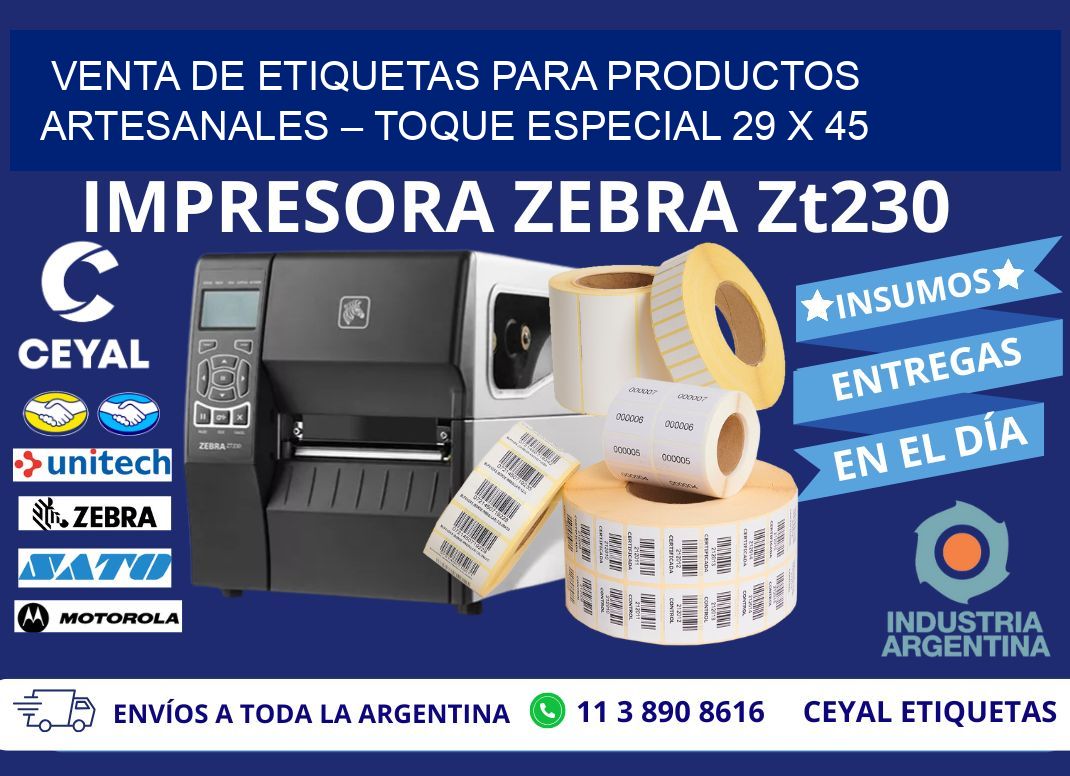 VENTA DE ETIQUETAS PARA PRODUCTOS ARTESANALES – TOQUE ESPECIAL 29 x 45