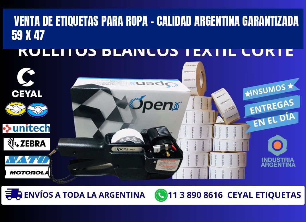 VENTA DE ETIQUETAS PARA ROPA – CALIDAD ARGENTINA GARANTIZADA 59 x 47