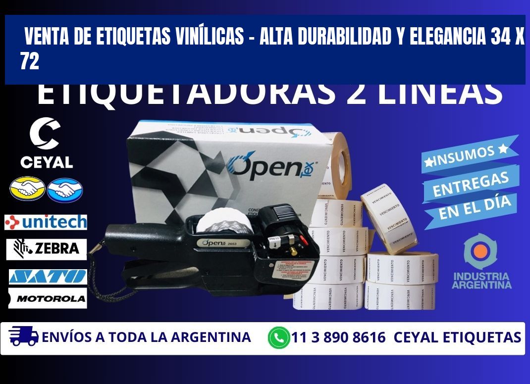 VENTA DE ETIQUETAS VINÍLICAS – ALTA DURABILIDAD Y ELEGANCIA 34 x 72