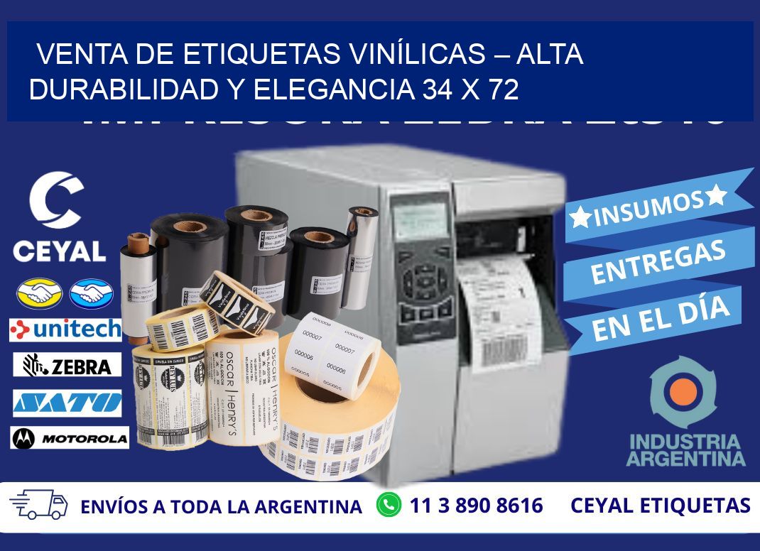 VENTA DE ETIQUETAS VINÍLICAS – ALTA DURABILIDAD Y ELEGANCIA 34 x 72