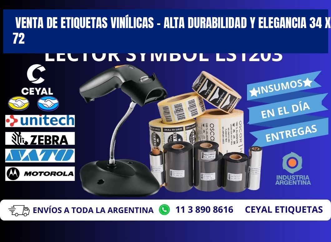 VENTA DE ETIQUETAS VINÍLICAS – ALTA DURABILIDAD Y ELEGANCIA 34 x 72