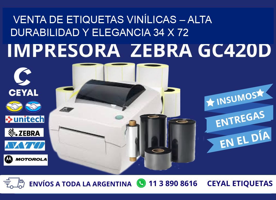 VENTA DE ETIQUETAS VINÍLICAS – ALTA DURABILIDAD Y ELEGANCIA 34 x 72