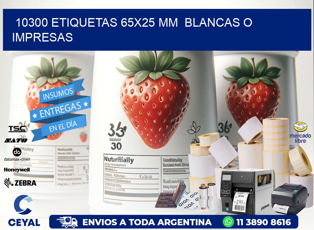 10300 ETIQUETAS 65x25 mm  BLANCAS O IMPRESAS