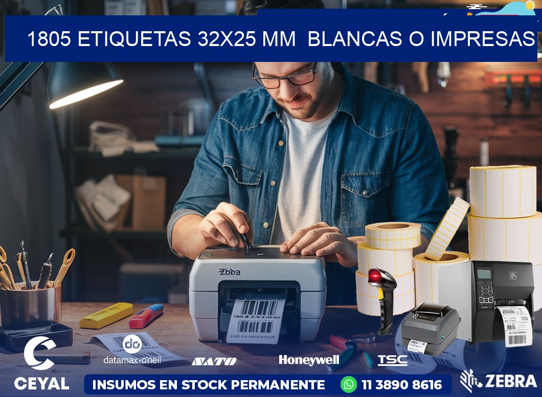 1805 ETIQUETAS 32×25 mm  BLANCAS O IMPRESAS