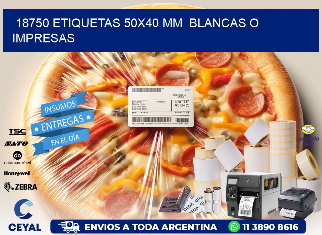 18750 ETIQUETAS 50x40 mm  BLANCAS O IMPRESAS