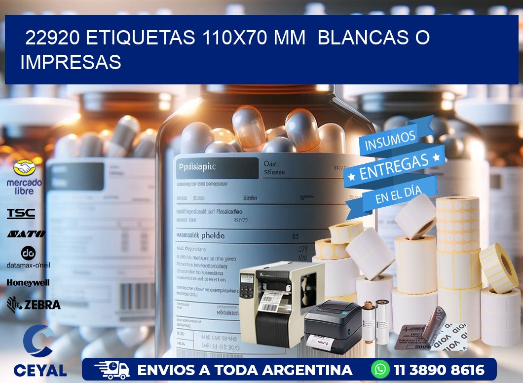 22920 ETIQUETAS 110×70 mm  BLANCAS O IMPRESAS