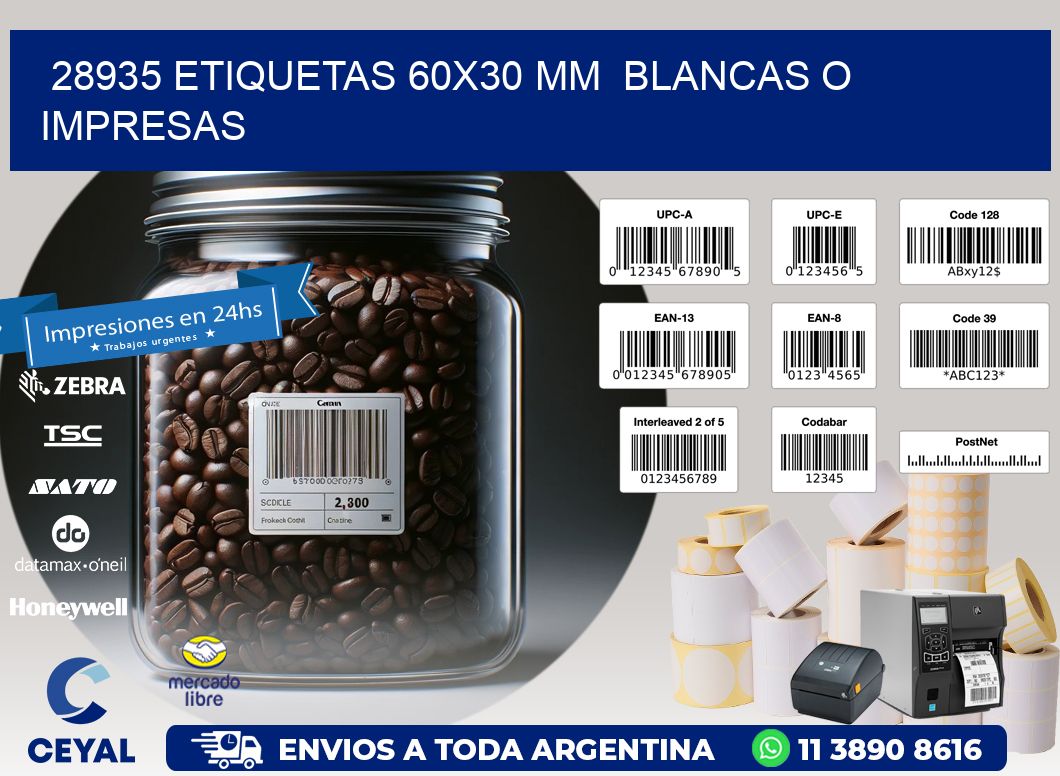 28935 ETIQUETAS 60x30 mm  BLANCAS O IMPRESAS