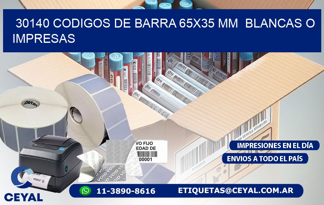 30140 CODIGOS DE BARRA 65x35 mm BLANCAS O IMPRESAS