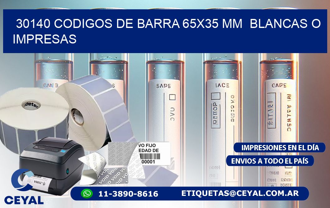 30140 CODIGOS DE BARRA 65x35 mm BLANCAS O IMPRESAS