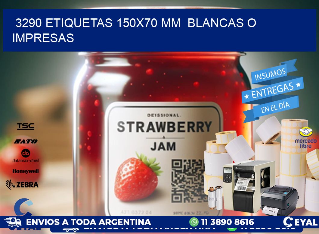 3290 ETIQUETAS 150x70 mm BLANCAS O IMPRESAS