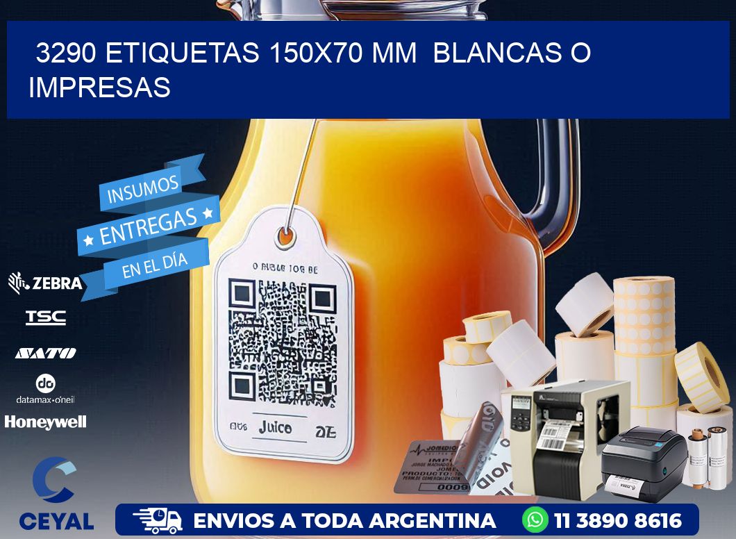 3290 ETIQUETAS 150x70 mm BLANCAS O IMPRESAS