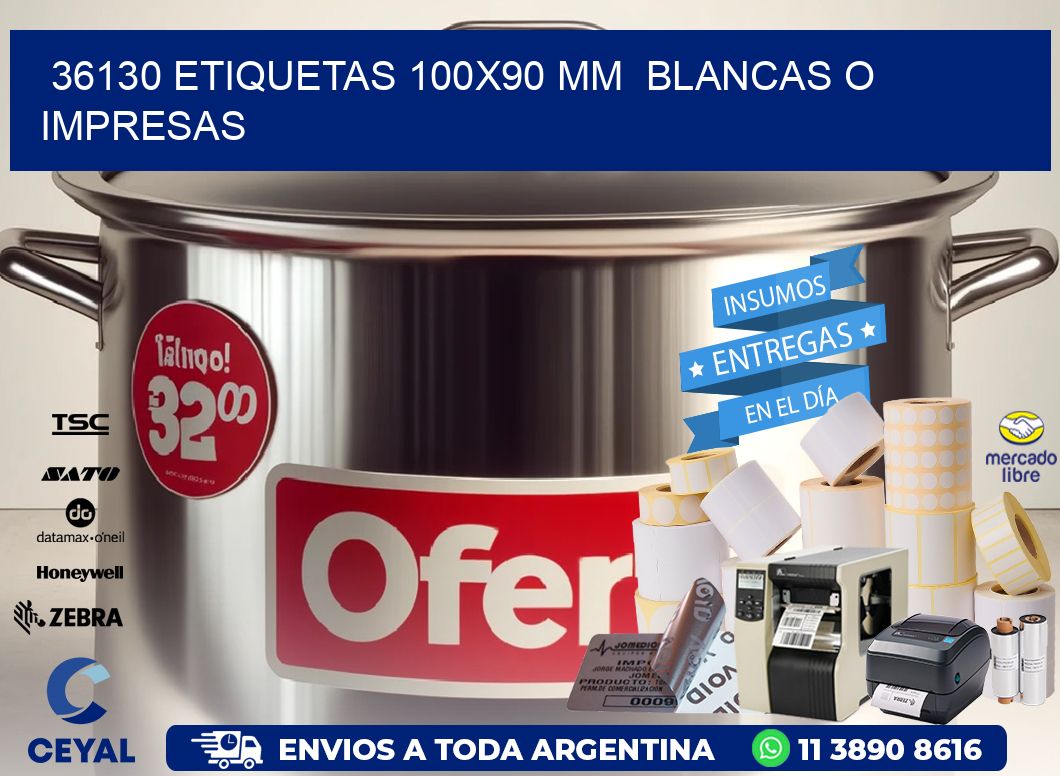 36130 ETIQUETAS 100x90 mm BLANCAS O IMPRESAS