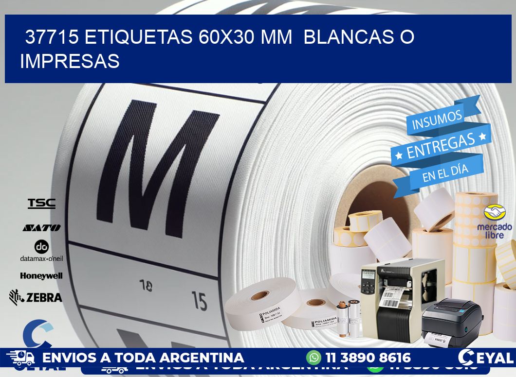 37715 ETIQUETAS 60x30 mm BLANCAS O IMPRESAS