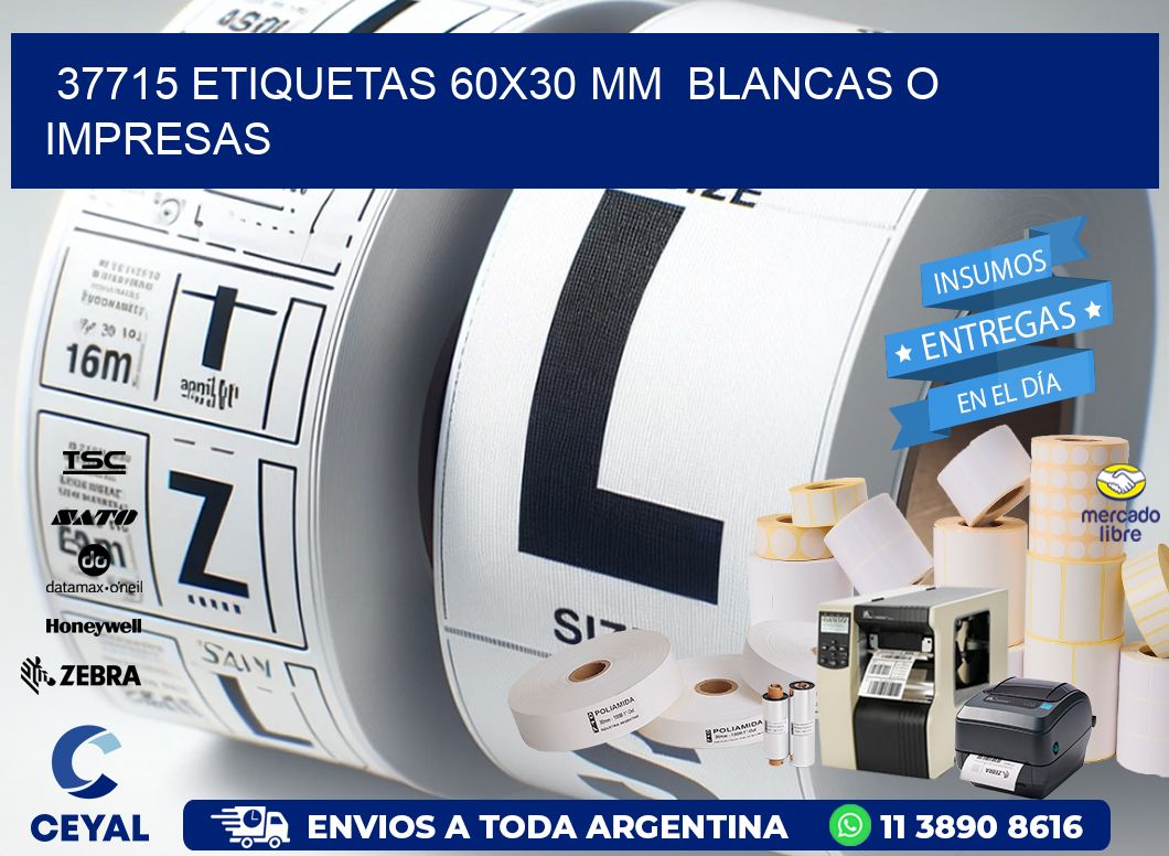 37715 ETIQUETAS 60x30 mm BLANCAS O IMPRESAS