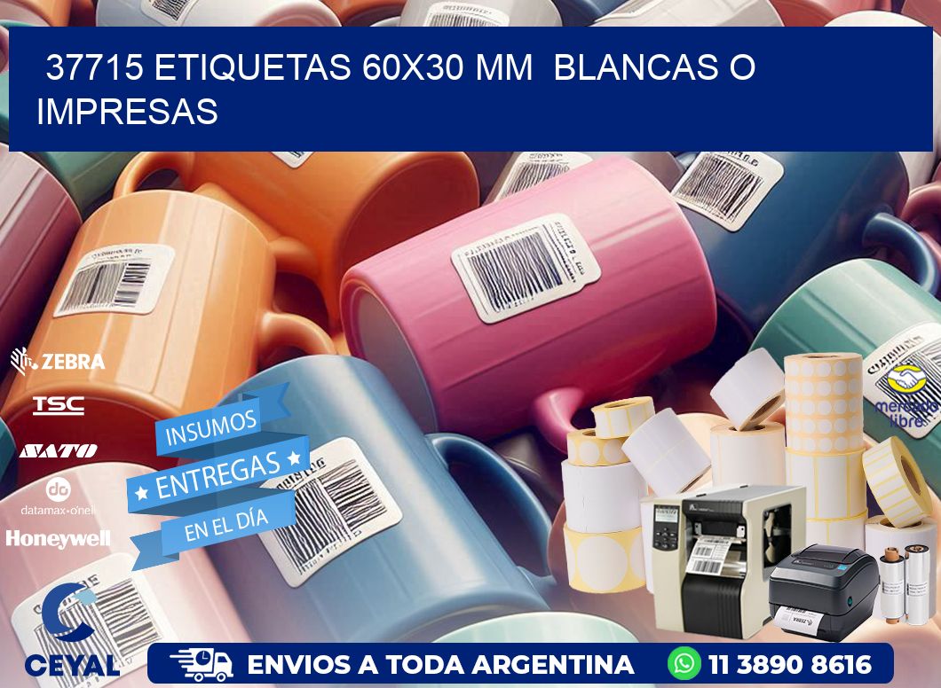 37715 ETIQUETAS 60x30 mm BLANCAS O IMPRESAS