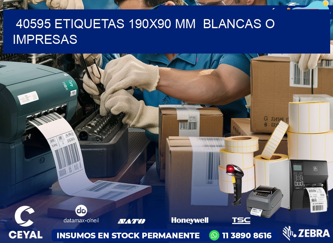 40595 ETIQUETAS 190×90 mm  BLANCAS O IMPRESAS