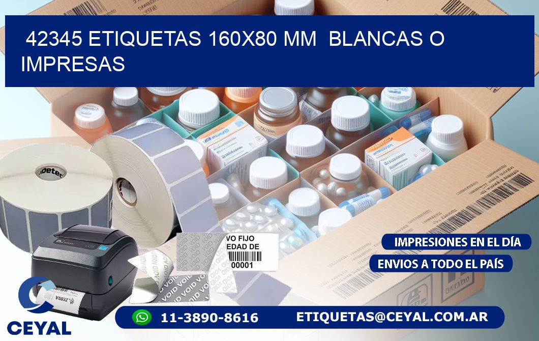 42345 ETIQUETAS 160x80 mm  BLANCAS O IMPRESAS