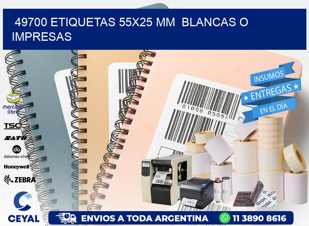 49700 ETIQUETAS 55x25 mm BLANCAS O IMPRESAS