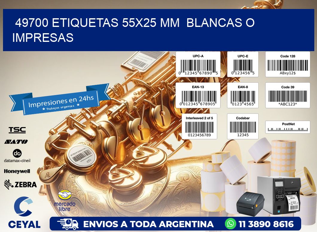 49700 ETIQUETAS 55x25 mm BLANCAS O IMPRESAS