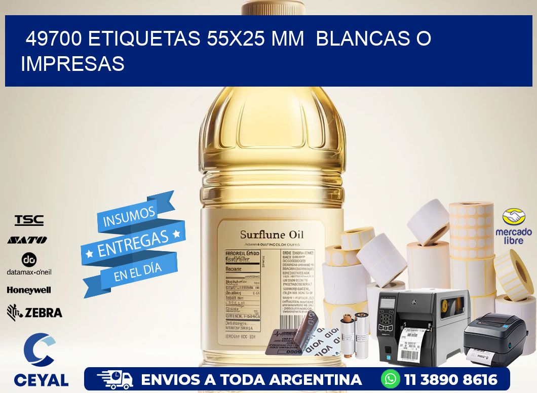 49700 ETIQUETAS 55x25 mm BLANCAS O IMPRESAS