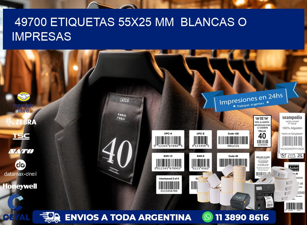 49700 ETIQUETAS 55x25 mm BLANCAS O IMPRESAS