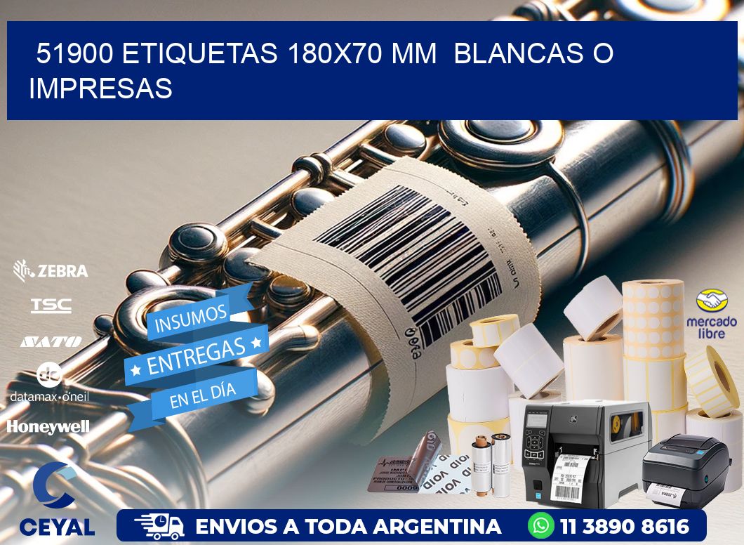 51900 ETIQUETAS 180x70 mm BLANCAS O IMPRESAS