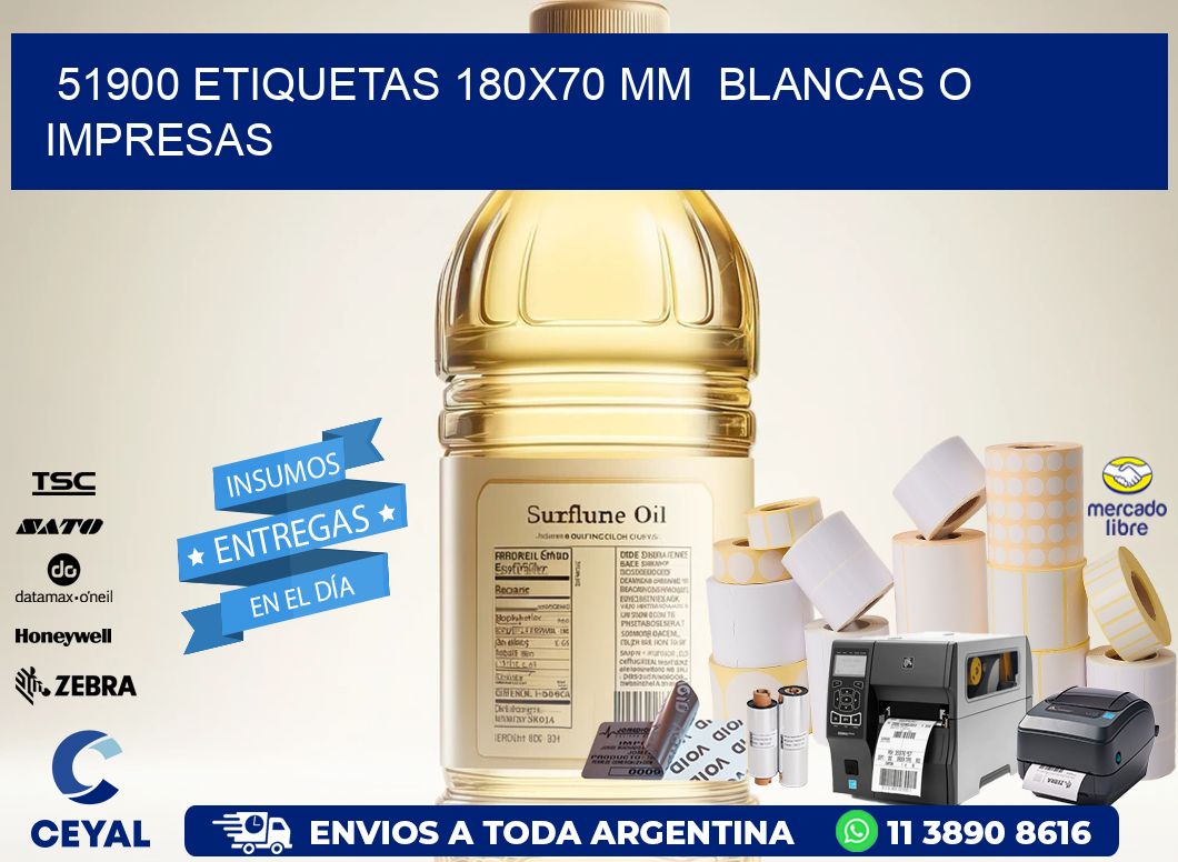 51900 ETIQUETAS 180x70 mm BLANCAS O IMPRESAS