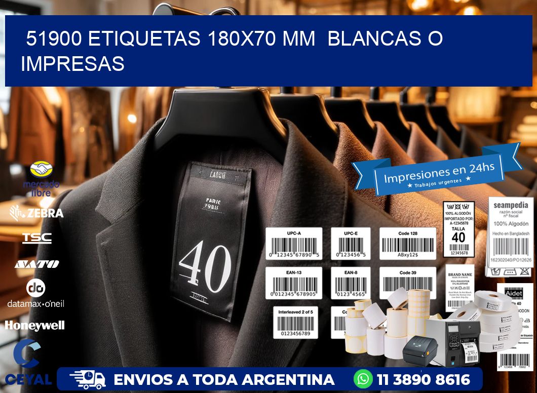 51900 ETIQUETAS 180x70 mm BLANCAS O IMPRESAS