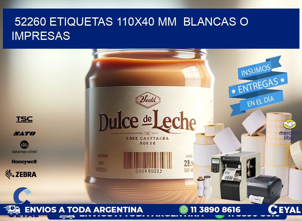 52260 ETIQUETAS 110x40 mm BLANCAS O IMPRESAS