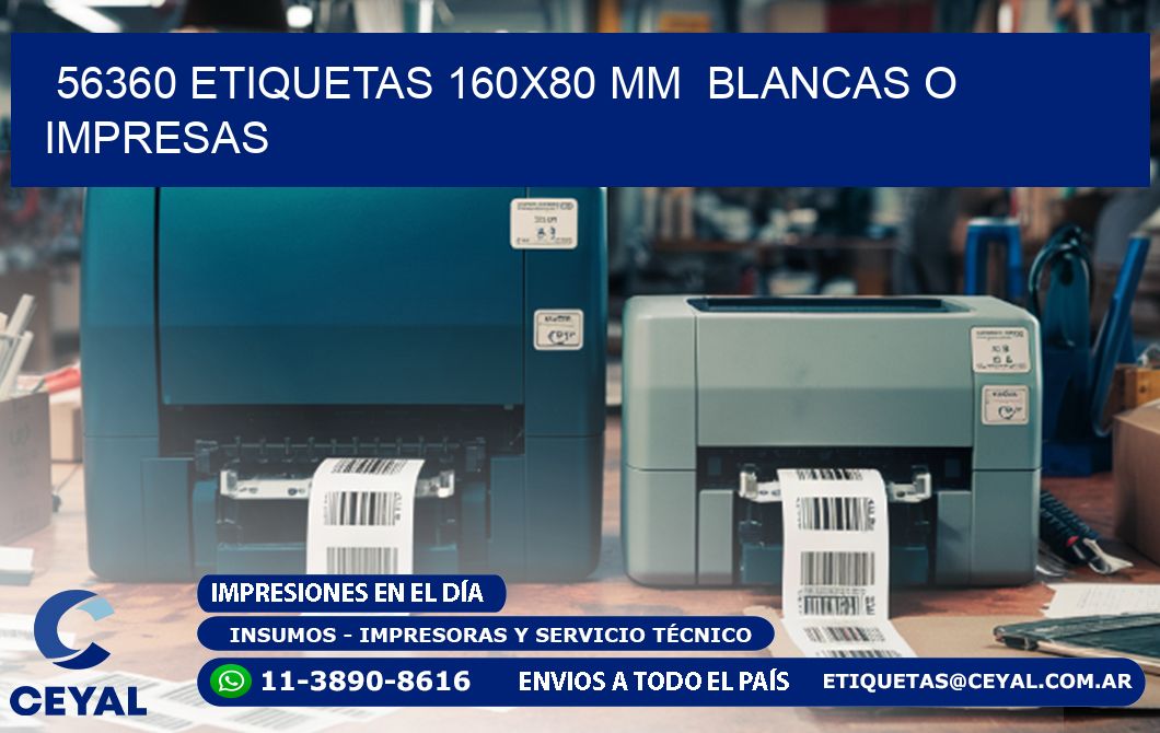 56360 ETIQUETAS 160x80 mm  BLANCAS O IMPRESAS