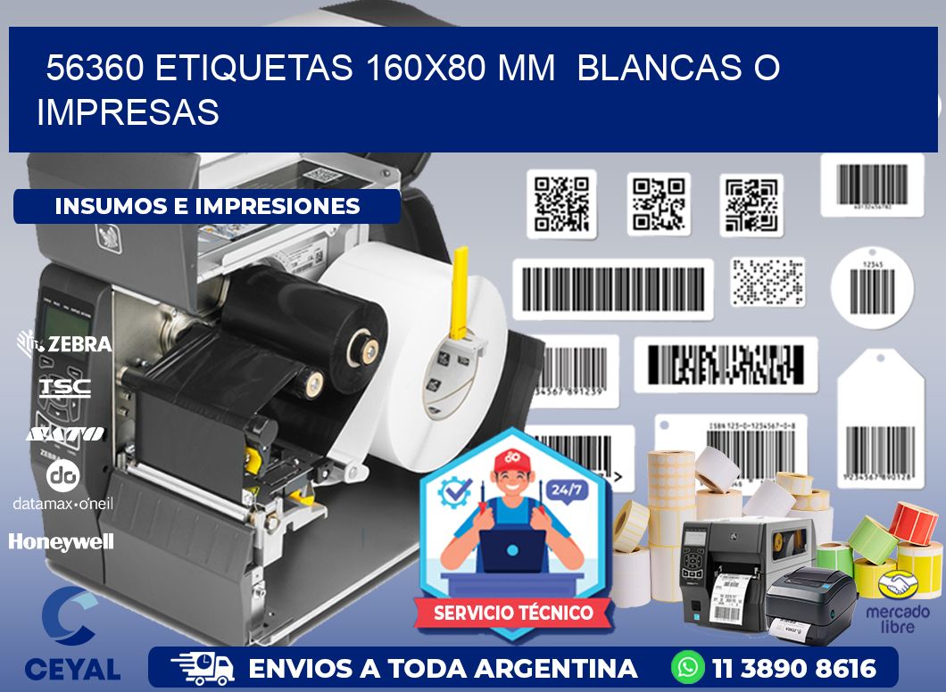 56360 ETIQUETAS 160x80 mm  BLANCAS O IMPRESAS