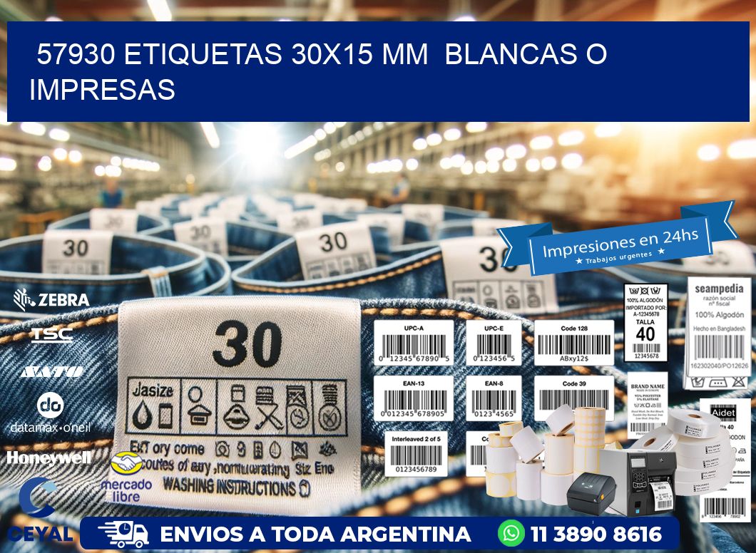 57930 ETIQUETAS 30x15 mm  BLANCAS O IMPRESAS