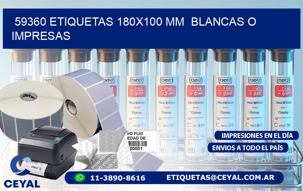 59360 ETIQUETAS 180x100 mm  BLANCAS O IMPRESAS