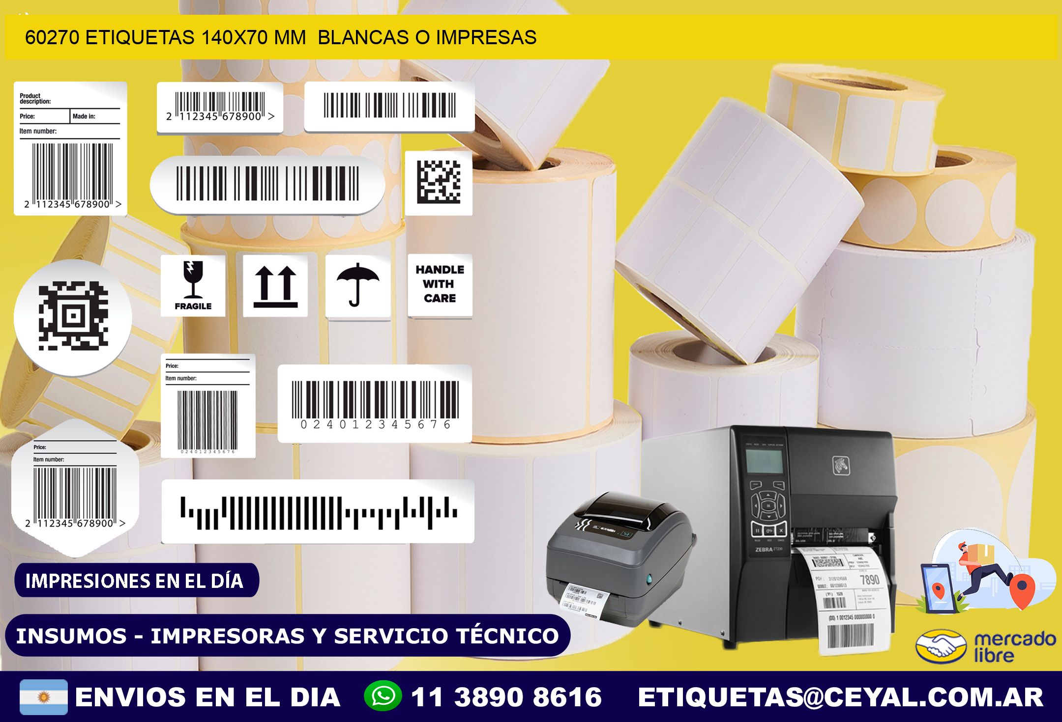 60270 ETIQUETAS 140×70 mm  BLANCAS O IMPRESAS