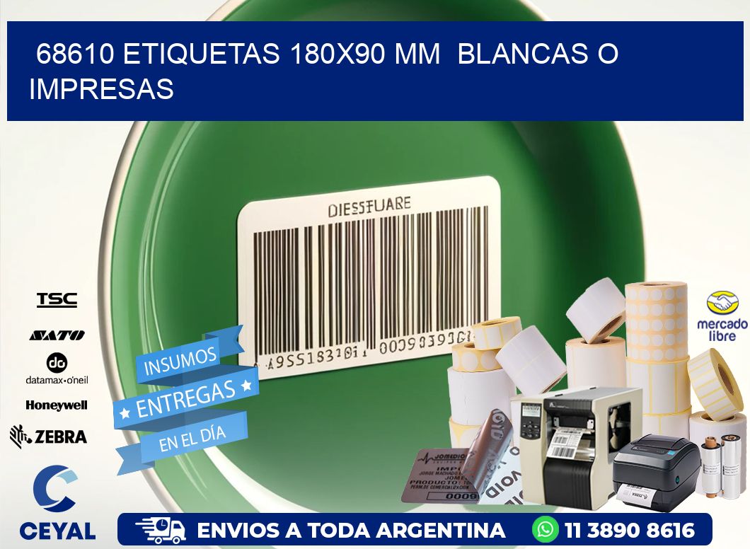 68610 ETIQUETAS 180x90 mm  BLANCAS O IMPRESAS