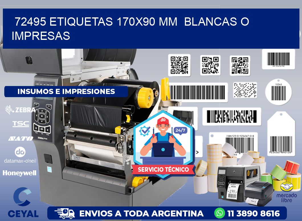 72495 ETIQUETAS 170x90 mm BLANCAS O IMPRESAS