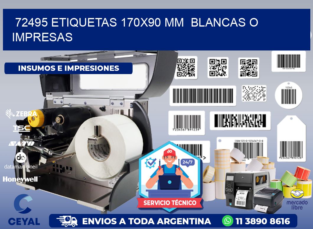 72495 ETIQUETAS 170x90 mm BLANCAS O IMPRESAS