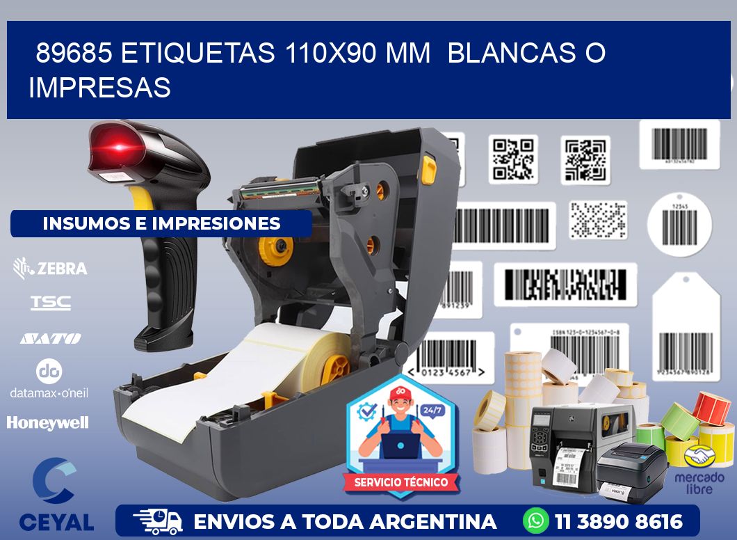 89685 ETIQUETAS 110x90 mm  BLANCAS O IMPRESAS