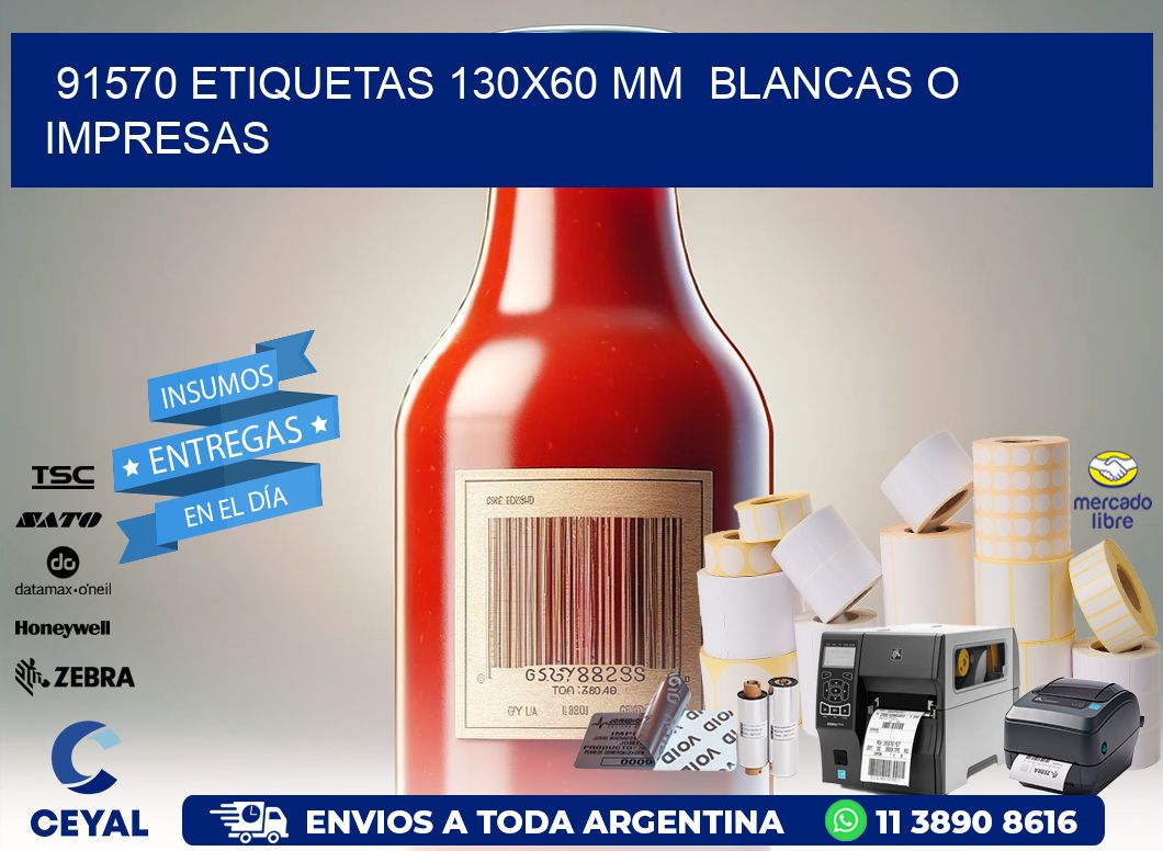 91570 ETIQUETAS 130x60 mm BLANCAS O IMPRESAS