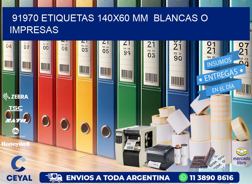 91970 ETIQUETAS 140x60 mm BLANCAS O IMPRESAS