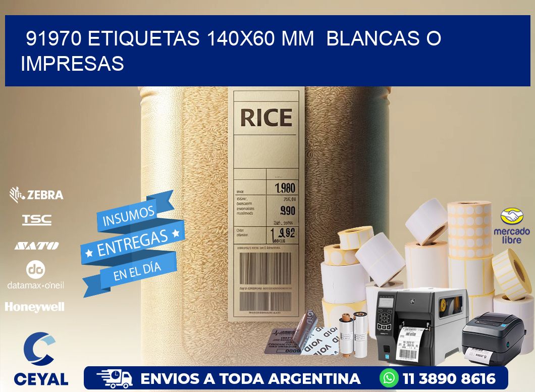 91970 ETIQUETAS 140x60 mm BLANCAS O IMPRESAS