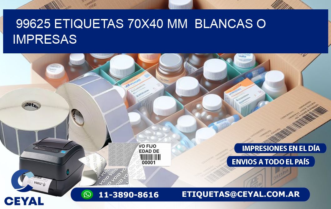 99625 ETIQUETAS 70x40 mm BLANCAS O IMPRESAS