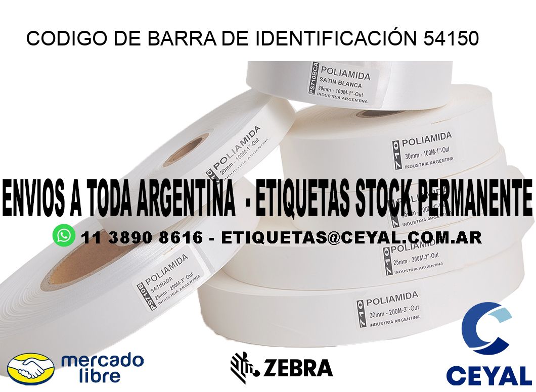 CODIGO DE BARRA DE IDENTIFICACIÓN 54150