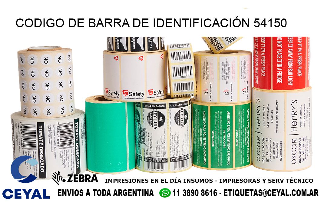CODIGO DE BARRA DE IDENTIFICACIÓN 54150