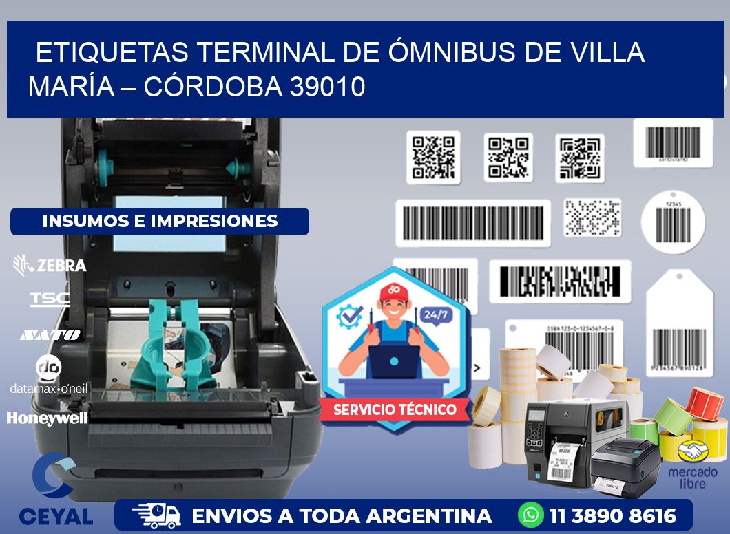 ETIQUETAS TERMINAL DE ÓMNIBUS DE VILLA MARÍA – CÓRDOBA 39010