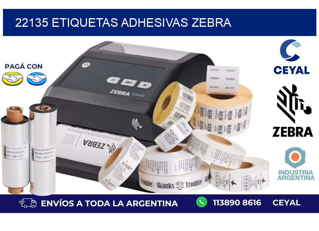 22135 ETIQUETAS ADHESIVAS ZEBRA