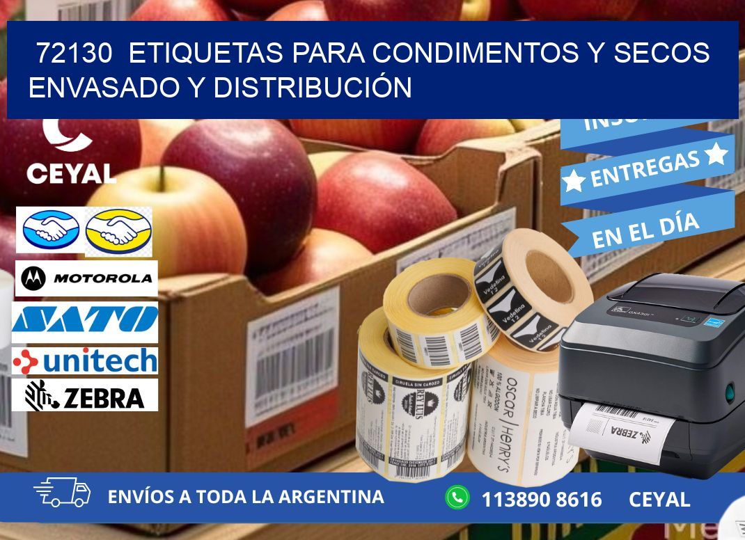 72130  ETIQUETAS PARA CONDIMENTOS Y SECOS ENVASADO Y DISTRIBUCIÓN
