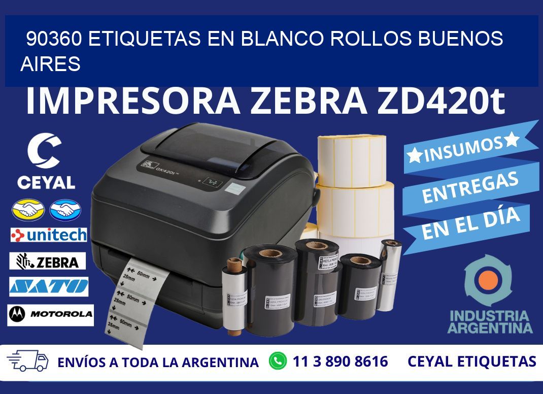 90360 ETIQUETAS EN BLANCO ROLLOS BUENOS AIRES